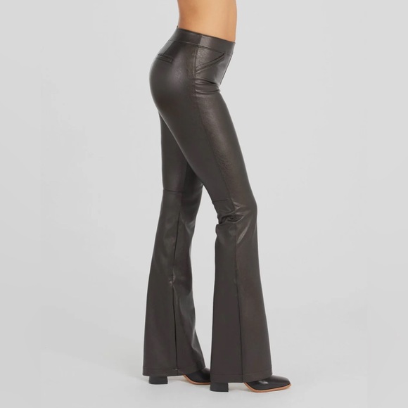 SPANX Pants - SPANX Black Flare Faux Leather Pants